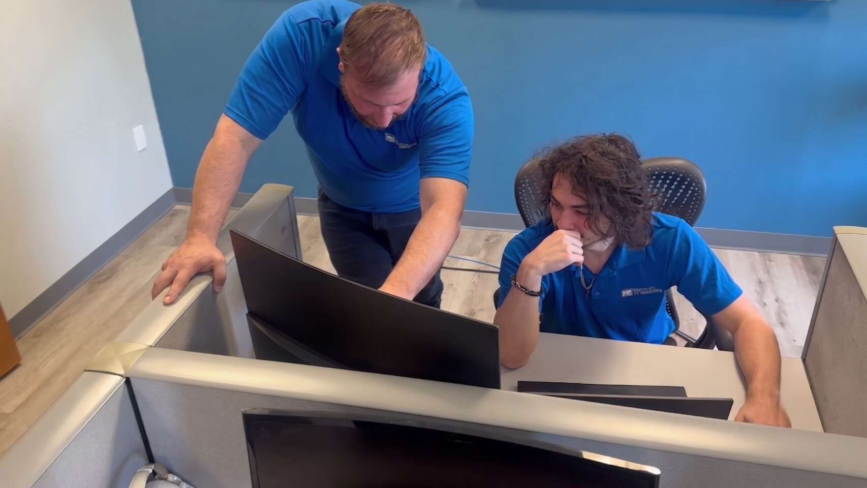 Two Buffalo IT Services technicians working through a dental office Eaglesoft issue together